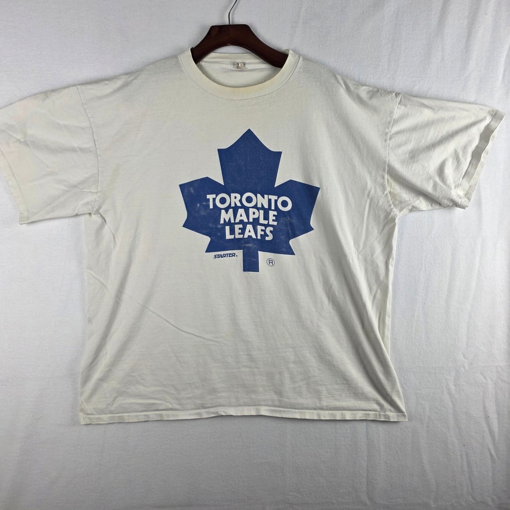 Starter Toronto Maple Leafs Mens White Graphic T-Shirt Vintage XL NHL Hockey